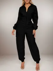 Long Sleeve Solid Color Loose Jumpsuit GWDS-241015
