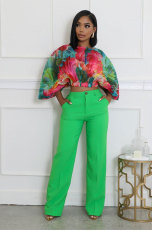 Fashion Print Bat Long Sleeve Tops XHXF-436