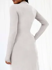 Slash Shoulder Long Sleeve Irregular Long Dress GWDS-241009