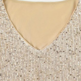 Plus Size Sequin V Neck Vest Tops GXYY-8370