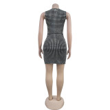 Sexy Hot Diamond Sleeveless Mini Dress GFYX-7109
