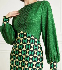 Print Long Sleeve Long Dress GXYY-8243