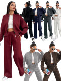 Solid Color Padded Zipper Coat Pants Suit SSNF-211472