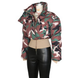 Vintage Camouflage Printed Short Jacket Cotton Coat ZSD-0712