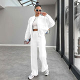 Solid Color Padded Zipper Coat Pants Suit SSNF-211472