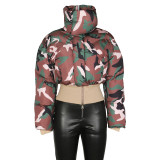 Vintage Camouflage Printed Short Jacket Cotton Coat ZSD-0712