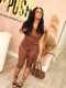 Pre Order: About 7 work days shipping Solid Color Slash Shoulder Tie Two Piece Pants Set YUEM-320390