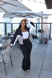 Color Block Drop-shoulder Two Piece Pants Set GDYF-6696