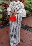 Plus Size Lace Flare Sleeve Maxi Dress GXYY-8192