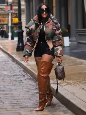 Vintage Camouflage Printed Short Jacket Cotton Coat ZSD-0712