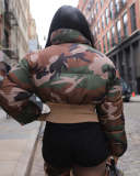 Vintage Camouflage Printed Short Jacket Cotton Coat ZSD-0712