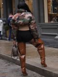 Vintage Camouflage Printed Short Jacket Cotton Coat ZSD-0712