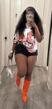 Pre Order: About 7 work days shipping Fashion V Neck Print T Shirt YUEM-220293
