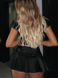 Fashion Pleates PU Leather Mini Skirts ANDF-2434