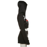 Slim Printed Hooded Coat Shorts Suit GZJQ-K23S38335