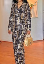 Plus Size Sequin Embroidery Blazer Two Piece Pants Set GXYY-8271