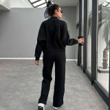 Solid Color Padded Zipper Coat Pants Suit SSNF-211472