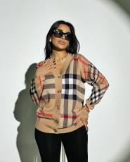 Plaid Print Long Sleeve Knits Coat GYSF-4073
