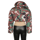 Vintage Camouflage Printed Short Jacket Cotton Coat ZSD-0712