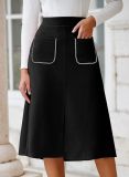 Fashion Faux Suede Solid Split Skirt ANDF-2432
