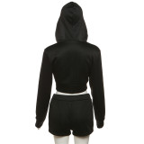 Slim Printed Hooded Coat Shorts Suit GZJQ-K23S38335