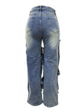 Fashion Washed Studded  Loose Jeans LSD-2281