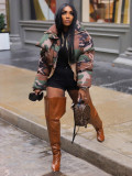 Vintage Camouflage Printed Short Jacket Cotton Coat ZSD-0712