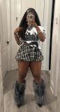 Pre Order: About 7 work days shipping Fashion V Neck Print T Shirt YUEM-220293