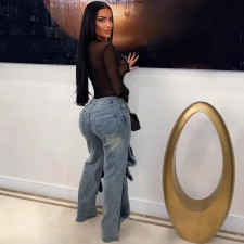 Fashion Washed Studded  Loose Jeans LSD-2281