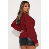 Fashion Lapel Solid Color Long Sleeve Knits Sweater ASL-6762