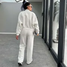 Solid Color Padded Zipper Coat Pants Suit SSNF-211472