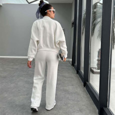Solid Color Padded Zipper Coat Pants Suit SSNF-211472