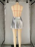 Fashion Pleates PU Leather Mini Skirts ANDF-2434