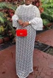 Plus Size Lace Flare Sleeve Maxi Dress GXYY-8192