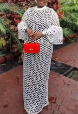 Plus Size Lace Flare Sleeve Maxi Dress GXYY-8192