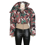 Vintage Camouflage Printed Short Jacket Cotton Coat ZSD-0712
