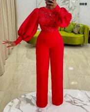 Plus Size Long Sleeve Zipper Solid Jumpsuit GXYY-6047