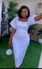 Plus Size Lace Solid Hollow Out Slim Maxi Dress GXYY-8193