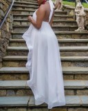 Plus Size Solid Sleeveless Backless Two Piece Pants Set GXYY-8070