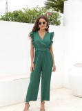 V Neck High Waist Solid Color Jumpsuit GXYY-8201
