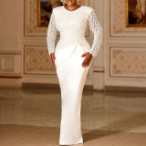 Plus Size Lace Tassel Maxi Dress GXYY-8182