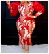 Plus Size Bubble Sleeve Printed Midi Dress GXYY-8089