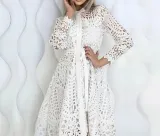 Plus Size Lace Lace Tie Shirt Dress GXYY-8173