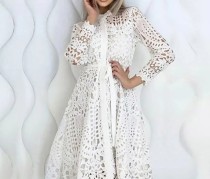Plus Size Lace Lace Tie Shirt Dress GXYY-8173