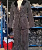 Plus Size Stripe Blazer Coat Loose Pants Suit GXYY-8260