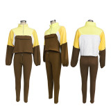 Color Block Zipper Sweatshirt Tight Pants Suit SFY-539