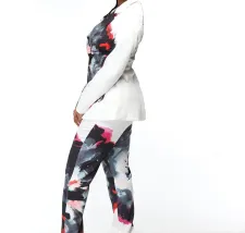 Plus Size Print Blazer Coat And Pants 2 Piece Set GXYY-8197