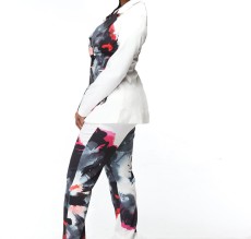 Plus Size Print Blazer Coat And Pants 2 Piece Set GXYY-8197