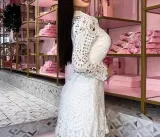 Plus Size Lace Lace Tie Shirt Dress GXYY-8173