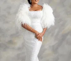 Plus Size U Neck Sequin Maxi Dress GXYY-8230